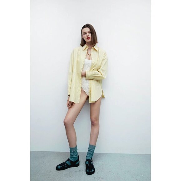 NWOT Zara white floral lace-like sheer / semi-sheer bodysuit, S - Picture 2 of 10